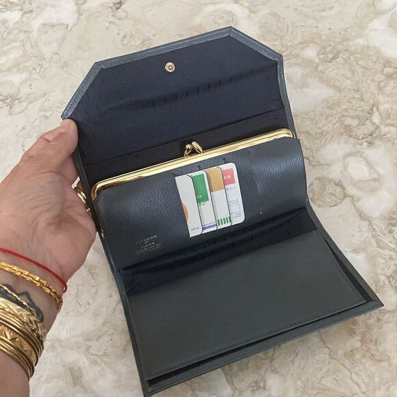 New Old Stock Buxton Lady Madison Long Wallet Grey Leather - Picture 7 of 14